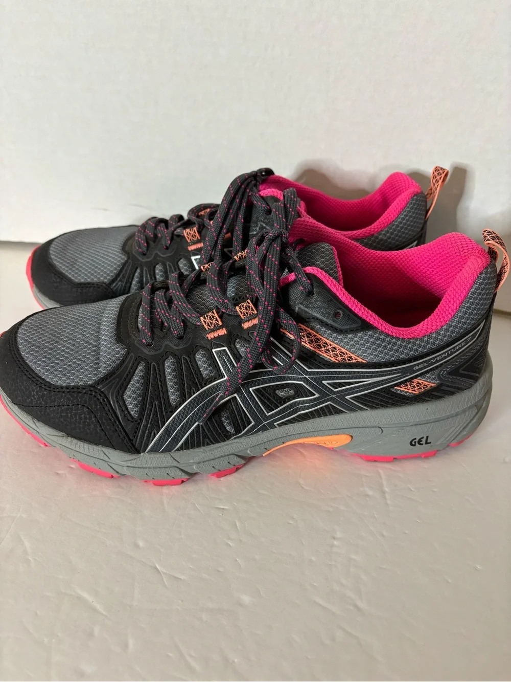 Asics Gray and Hot Pink Women's Athletic Running Shoes